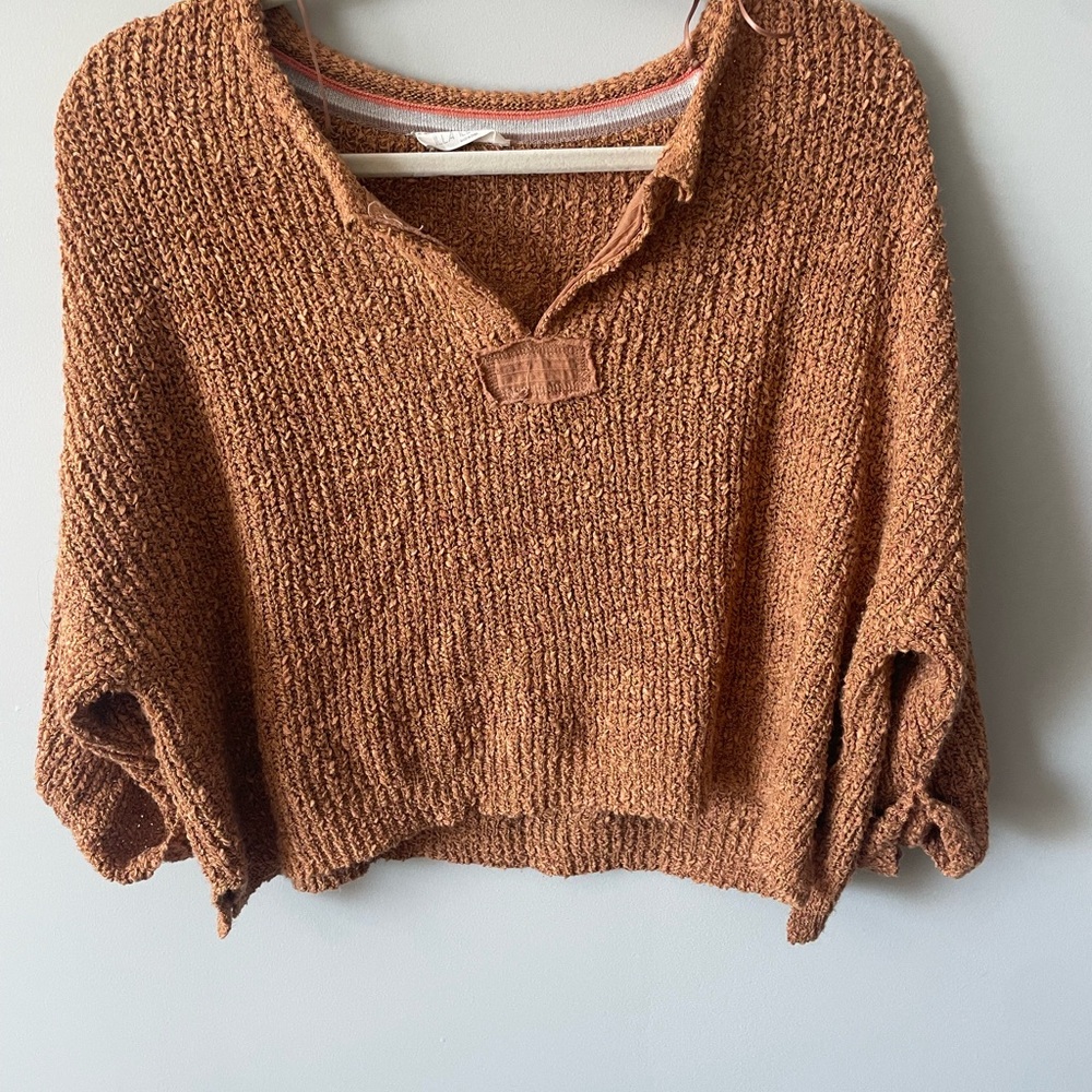 Cozy Brown Sweater 3/4 Sleeve